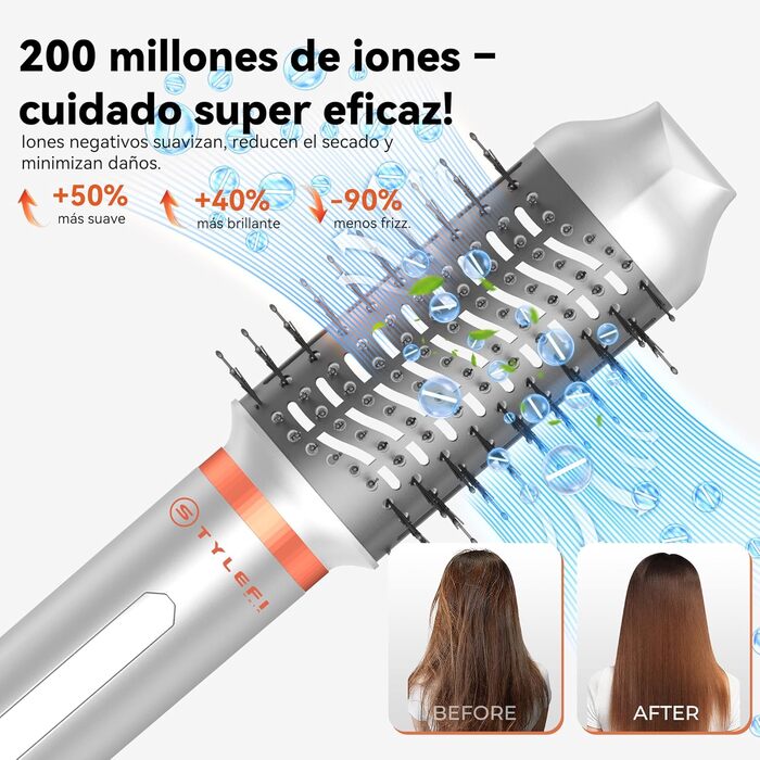 Air Styler Hair Stylers Airbrush 5-в-1: Мультистайлер, фен-щітка для об'єму, локонів, випрямлення та сушіння волосся (800 Вт, помаранчевий)