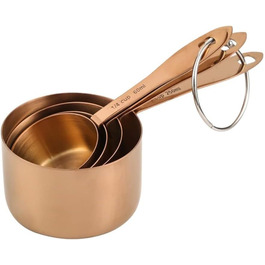 FBHappiness 4-Piece Measuring Cup Set, Stainless Steel Measuring Cups, Baking Tool, Kitchen Accessories (Color: A, Size: as shown)