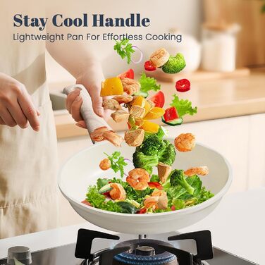 Керамічна сковорода 24 см з антипригарним покриттям, для індукційних плит, ідеальна для омлетів та смаження