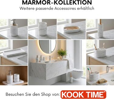 Набір для ванної кімнати 4 предмети з піддоном - дозатор для мила (цинковий сплав), стакан для зубних щіток, мильничка та поличка - мармуровий малюнок, бамбук - сучасний органайзер Marble