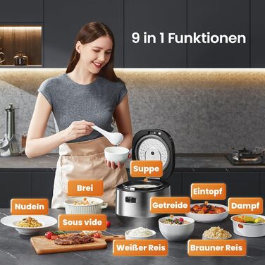 Рисоварка Midea 2л, 9 програм, антипригарна, пароварка, таймер, швидке приготування, для 1-3 осіб