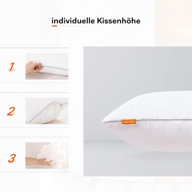 Sweetnight Pillow 40x80 Pillow for Side Sleepers Soft & Supportive Sleeping Pillow Washable Children's Pillow Double-Layer Quilted 800g Pillow Filling with Zipper (40 x 80 cm)
