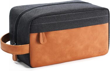 Чоловіча дорожня сумка Elviros для подорожей, подарунок для чоловіків, підвісна, косметичка-допкіт, водонепроникна, з PU-шкіри, велика місткість, для подорожей та ванної кімнати (Чорний)