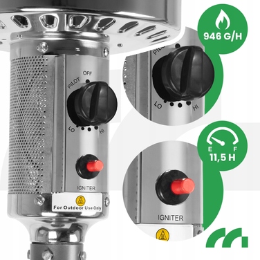 Газовий обігрівач-парасолька для тераси та саду з чохлом, 13 кВт