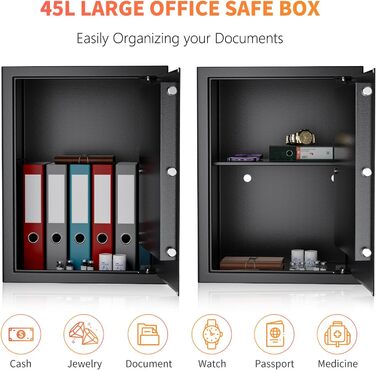 Safe Tresor WASJOYE: Сейф для дому/офісу з ключем (25x35x25 см, 49 л)