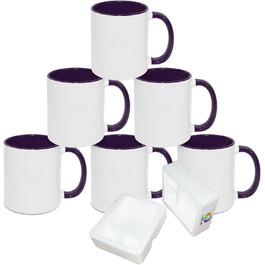 MR.R 11 Unzen Sublimation blank mugs, blank white mug, mug with purple color inside and handle, set of 6