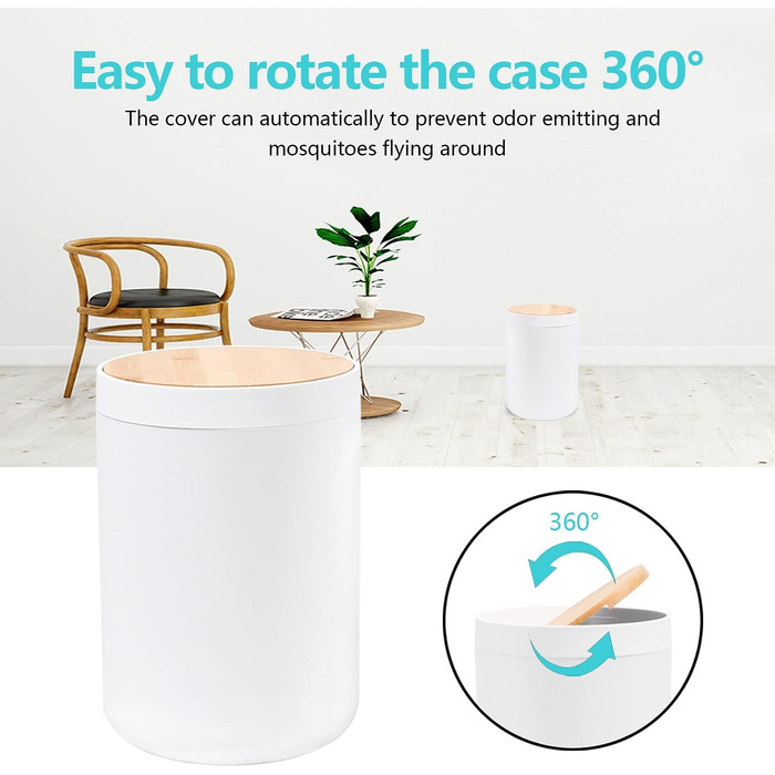 Набір для ванної кімнати MissFox 6 предметів: мильниця, дозатор миючого засобу, сміттєвий бак, тримач для зубних щіток, бачок для води, точилка для унітазу, бамбук, білий