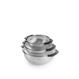 Набір друшляків з нержавіючої сталі 18/10 (3 шт: 18, 22, 26 см) для кухні - швидко зливають воду, зручні у митті