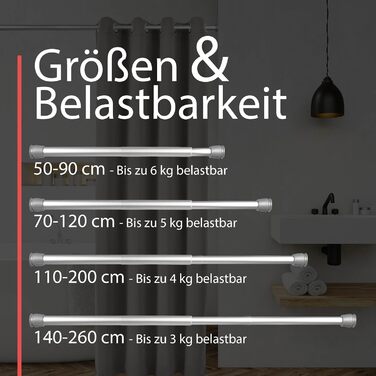 Штанга для душу та шторки без свердління, регульована – Gardinenstange (115-200 см, алюміній)