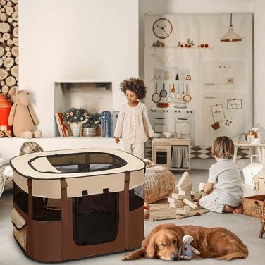 Клітка-манеж для тварин Welpenlaufstall, 70x55x40 см. Підходить для собак, кроликів, котів та морських свинок. Водонепроникний, коричневий.