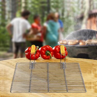 Решітка для гриля BBQ, 54x34 см, з нержавіючої сталі, з ручками, для газових та купольних грилів