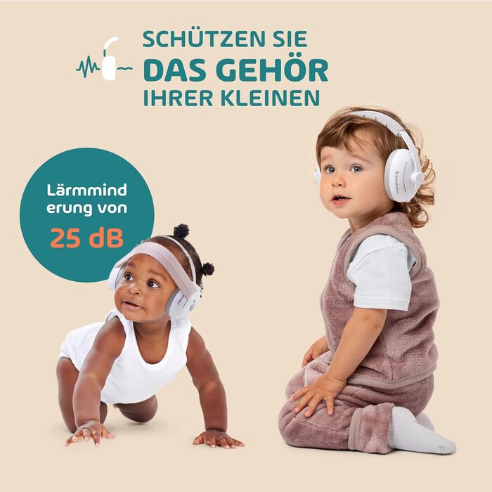 Навушники для захисту від шуму для дітей та немовлят 2-в-1 - комфортні навушники для сну, подорожей та заходів (до 4 років) - бежевий