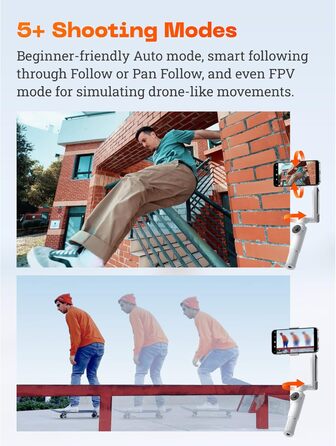 Insta360 Flow - Gimbal для смартфона з автотрекінгом, 3-осьова стабілізація, вбудований селфі-стік та штатив, білий