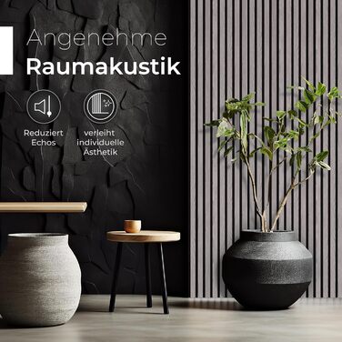 Акустичні панелі з натурального дерева (набір 4 шт) 120x60x2.1 см, шпон груші та чорний акустичний фліс, 3D стінні панелі для шумоізоляції та декору інтер'єру