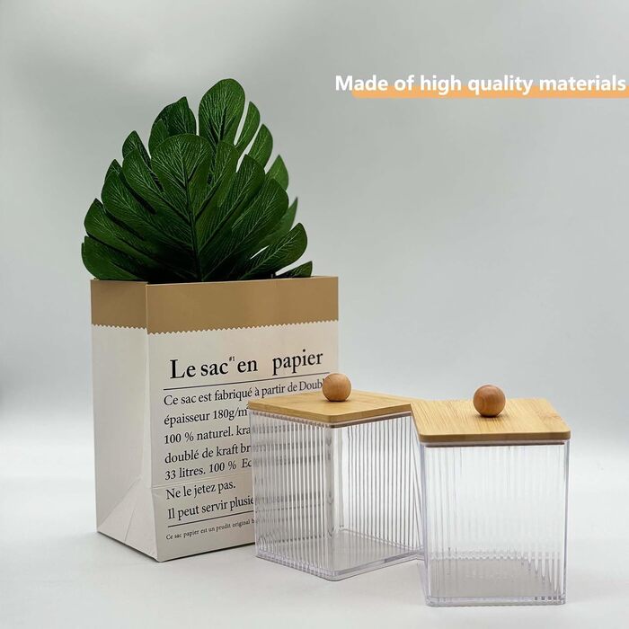 Набір для зберігання ватних паличок та дисків, чорний, акрил/бамбук, 3 шт.