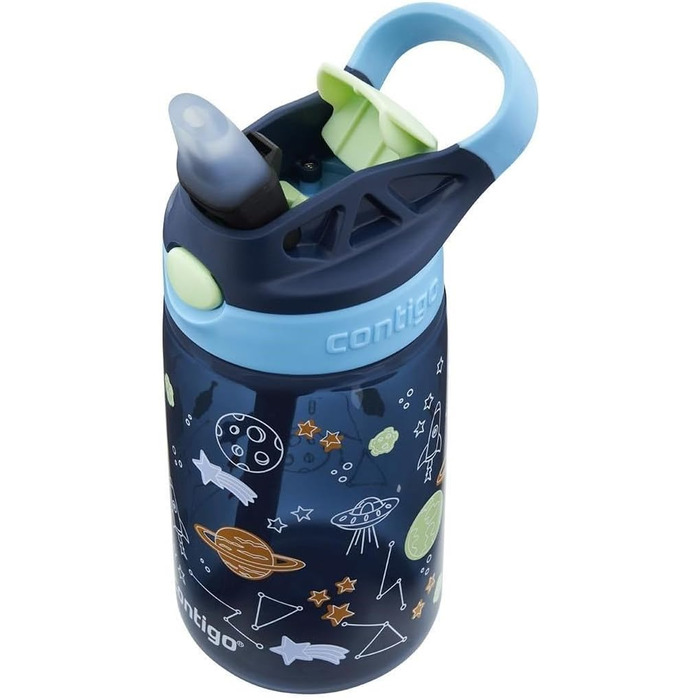 Contigo Kinder Easy Clean Autospout Sippy Cup with Straw, BPA-Free Durable Water Bottle, 100% Leak-Proof, Easy to Clean, Ideal for Daycare, Preschool, School, and Sports, 420 ml (Blueberry Cosmos, Plastic)