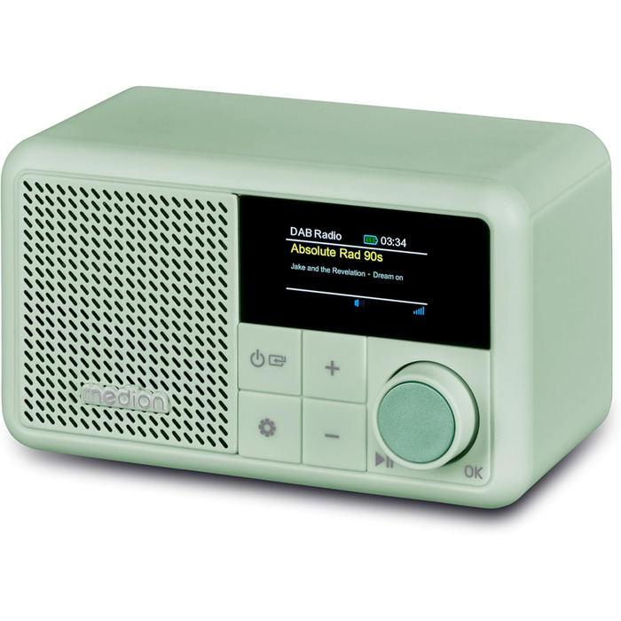 MEDION S66822 Портативне міні радіо DAB+ з Bluetooth, акумулятор до 6,5 годин, зелений колір