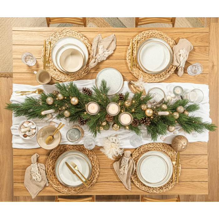 Набір посуду SÄNGER Rio Creme 30 предметів: тарілки, чашки, миски, для 6 осіб, з кераміки, стійкий до подряпин, підходить для миття в посудомийній машині та використання в мікрохвильовій печі