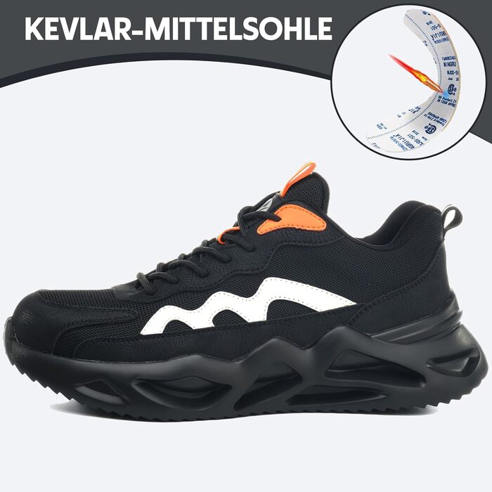 Черевики робочі чоловічі/жіночі. Легкі спортивні захисні черевики з металевим підноском. Дихаючі, неслизькі. Розміри EU 37-46 (40 EU, чорний)