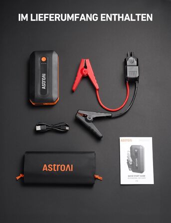 Powerbank AstroAI B8 для авто: пускова станція, 7.0л бензин/5.5л дизель, LED, QC 3.0 USB, 12V, Orange