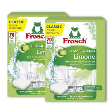 Таблетки для посудомийної машини FROSCH Classic Limone, лимон, 140 шт (подвійний набір)