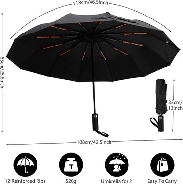 Автоматичний парасолька Romon, стійкий до вітру, компактний, захист від UV, ідеальний для подорожей, високоякісний, з кнопковим відкриванням