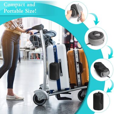 Подушка для шиї в подорожах, Memory Foam, ергономічна, з маскою для сну та навушниками, у чохлі