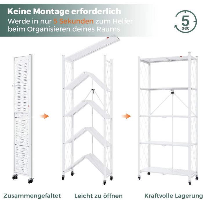 Deanic 5-Tier Folding Heavy-Duty Shelf
