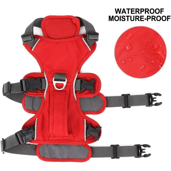 Безпечне шлейка для собак середнього розміру Beirui - світловідбиваючий, без натягування, з м'якою ручкою, водонепроникний, для щоденних прогулянок та тренувань (M: обхват грудей 41-79 см, підходить для собак 14-22 кг, червоний)