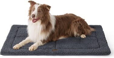 BEDSURE Washable Dog Mat - Large Dogs - 104x71 cm Washable Dog Cushion for Large Dogs, Sherpa Plush Dog Bed Large with High-Density Foam Filling, Dark Grey