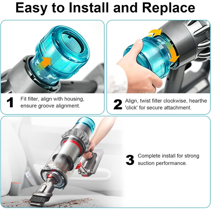 Набір фільтрів для пилососа Dyson V12 Detect Slim QUPERR, 3 шт. (заміна 971517-01)