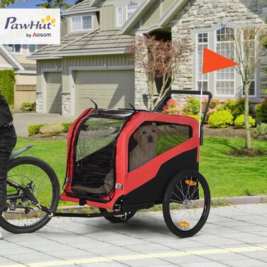 PawHut 2-в-1: Причіп для собак, велосипедний причіп для собак, візок для собак з відбивачами, до 30 кг, для великих собак, Oxford-тканина (Червоний)