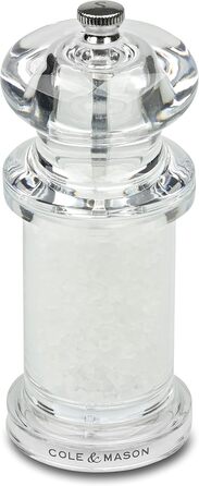 Cole & Mason H50502P 505 Salt Mill, Acrylic, 140mm, Precision+ Ceramic Grinder, Includes 1 x Salt Mill
