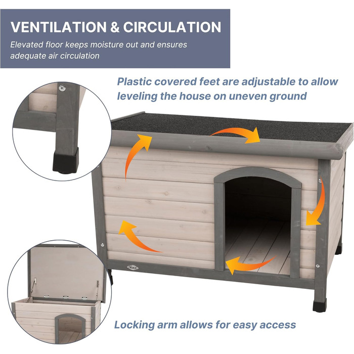Водонепроникний намет для собак TRIXIE Natura Classic з плоским дахом, сірий (S–M), 85 × 58 × 60 см