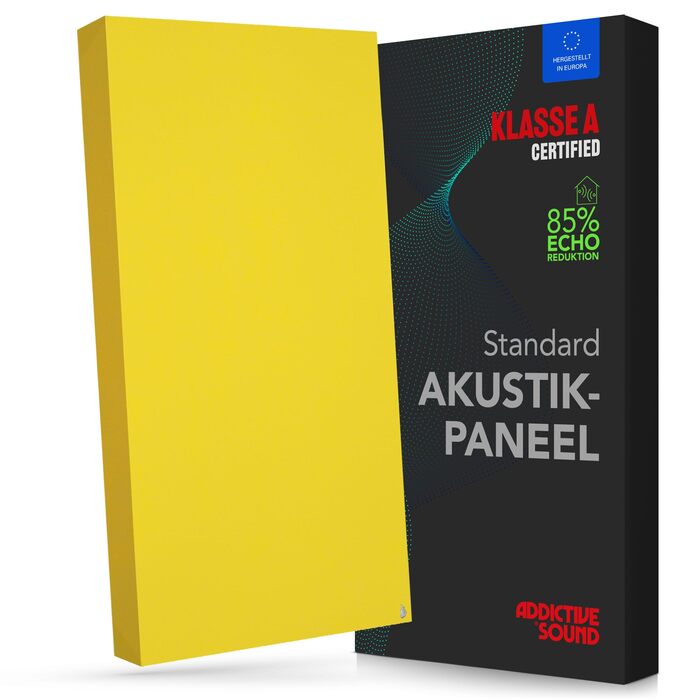 Акустична панель Addictive Sound Schallabsorber Wand Standard для стін та стелі, звукопоглинаюча панель класу A з акустичною ватою, 100x50x11 см, світло-сірий (жовтий)