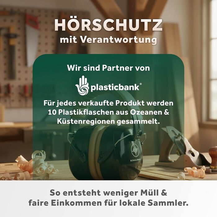 Schallwerk Work+ | Захист слуху для роботи – наголовники з регульованим розміром, високоякісні навушники для шумозаглушення – капелюхоподібні навушники для роботи та повсякденного використання (оливковий)