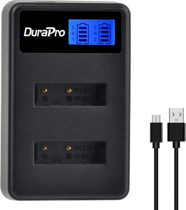 Durapro NP-BX1 акумулятор + зарядний пристрій Dual USB LCD для Sony RX100, RX100 II, WX500, HX300, HX400V та інших моделей Sony
