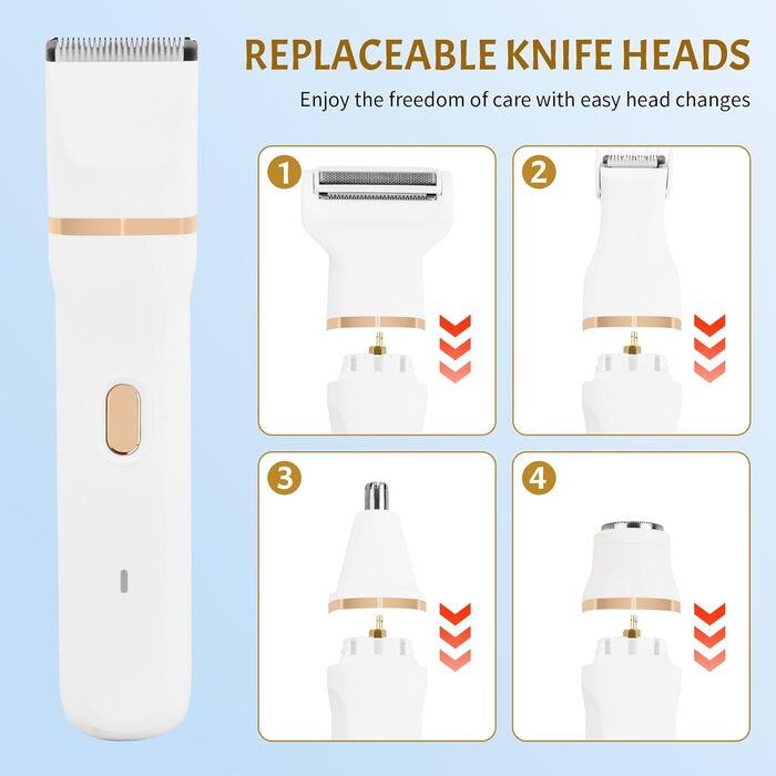 Електричний жіночий триммер 5-в-1 для тіла та обличчя, водонепроникний, USB-зарядка