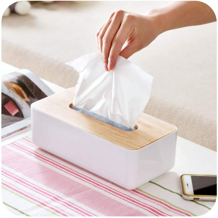 Wooden Cosmetic Tissue Box, 26x13x11cm Tissue Dispenser, Practical Tissue Box, Rectangular Tissue Box for Standard Tissues