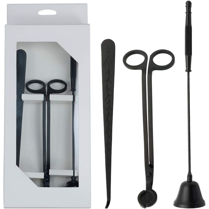Tidelence Candle Snuffer, Wick Trimmer, Candle Accessory Set, Candle Wick Spoon with Gift Package, 3-in-1 Candle Tool Set, ideal for Scented Candle Lovers (Black)
