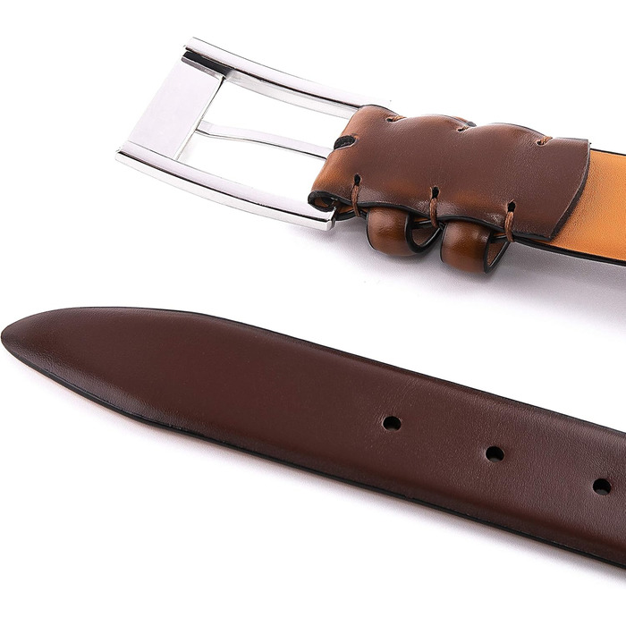 Чоловічий шкіряний ремінь Fabio Valenti – для костюмів, джинсів, уніформи. З односторонньою пряжкою. Розмір 40-42, колір Umbra Gebrannt