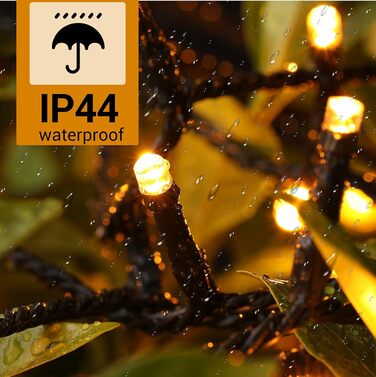 Гірлянда світлодіодна зовнішня 100 метрів, 1000 LED, теплий білий колір, для декору на Різдво, водонепроникна IP44, 8 режимів, для дому, вечірки, ялинки, балкону, тераси