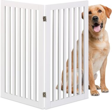 Захисний бар'єр для собак Relaxdays, самостійний, 91,5 x 103 см, MDF, складаний, для дверей, білий
