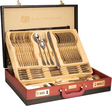 Набір столових приборів 72 предмети для 12 осіб з нержавіючої сталі 18/0 в кейсі - срібний столовий набір, придатний для миття в посудомийній машині - сучасні столові прибори, стійкі до корозії