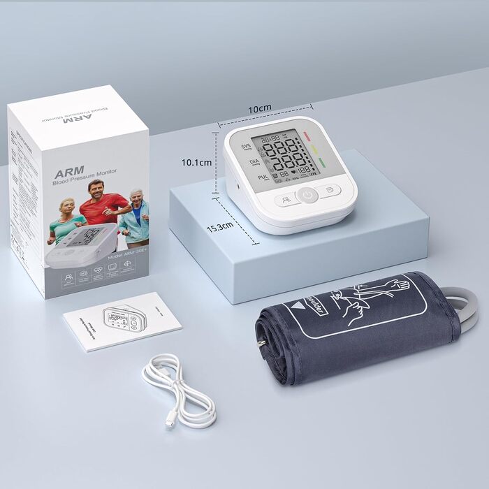 Автоматичний тонометр на плече з LCD-дисплеєм та регульованою манжетою (22–42 см), Perlweiß (білий)