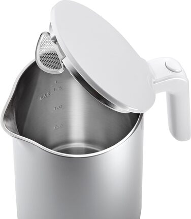 ZWILLING ENFINIGY Water Kettle Pro with Temperature Setting, Stainless Steel Scale Filter & Keep-Warm Function, 1850 Watts, 1.5 Liters, Silver