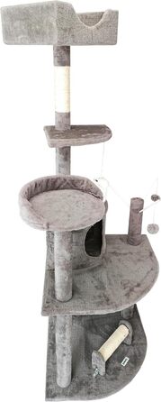 Кігтеточка для котів ESTEXO, 163 см, сірий колір. Ігровий комплекс, кріпиться до стіни, для котів