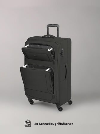 Набір валіз SMARTBOX 3 шт. для жінок та чоловіків | Легкі та міцні валізи-ролери, високоякісний softcase, 4 колеса та кодовий замок | Розширювані з деhnfalten (Edition 04) Чорний