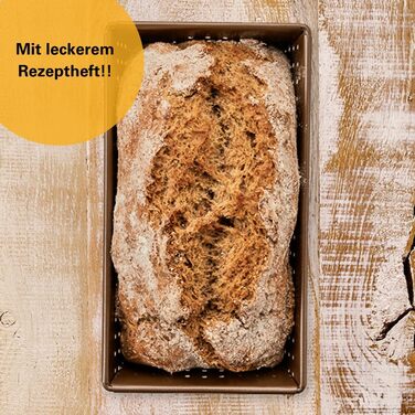Форма для випічки хліба Birkmann Laib & Seele перфорована 20 см, вуглецева сталь, бронзова, антипригарне покриття, з рецептом