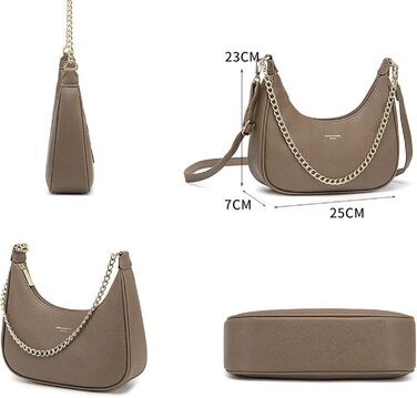 Стильна сумка-клатч David Jones через плече з ланцюжком, сіро-бежева (Taupe). Елегантна жіноча сумка з екошкіри для вечірок та повсякденного використання.